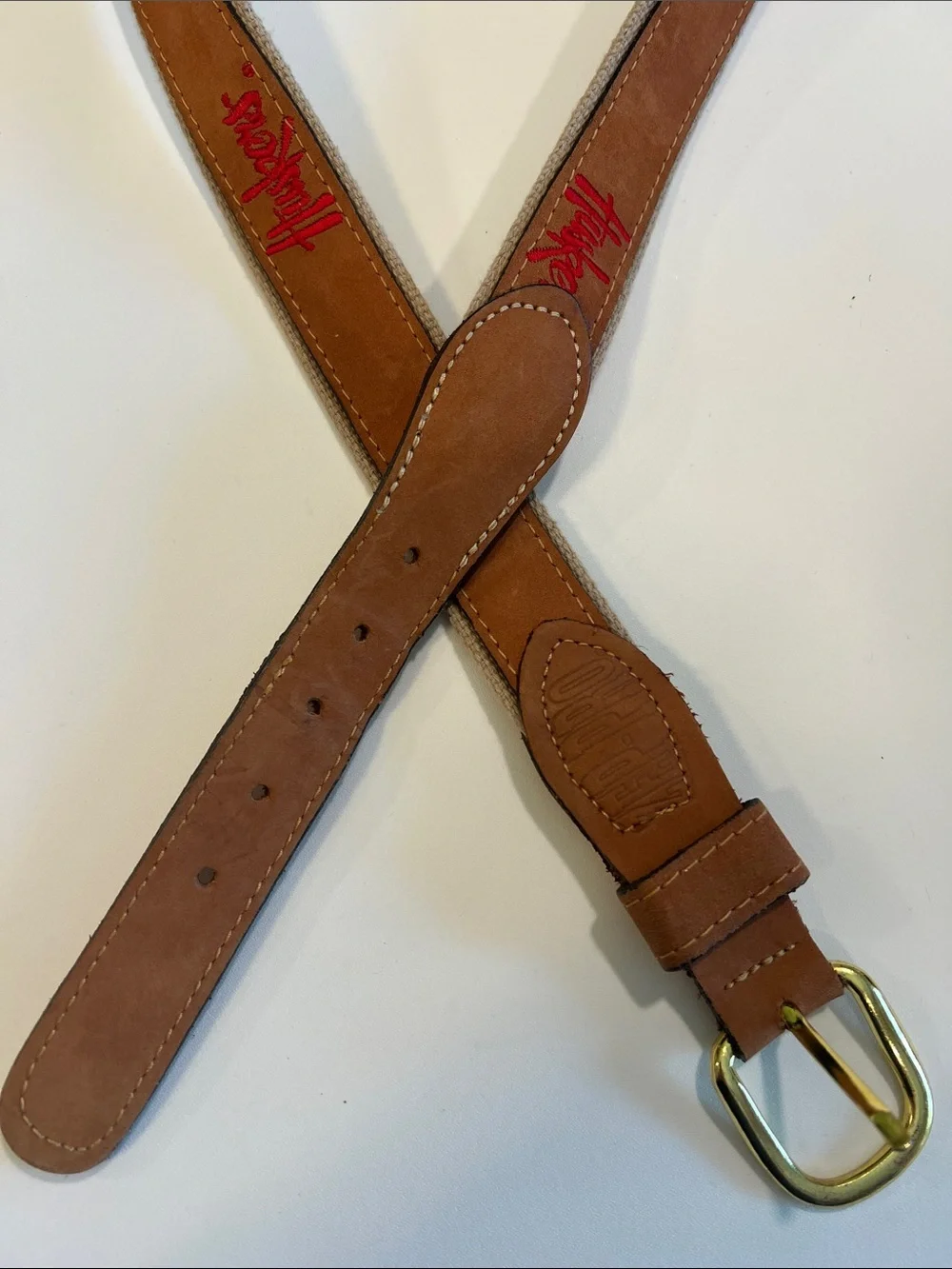 Husker - Leather, Knit Canvas Men's Belt, embroidered